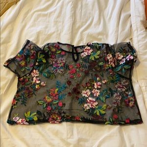 Sheer floral crop top